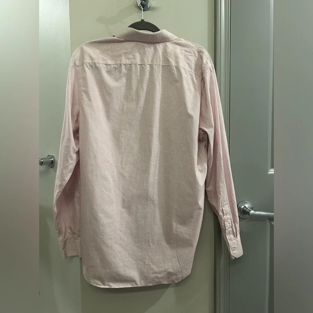 Banana Republic Non-Iron Button Down Shirt Standard Fit Mens Large Pink White